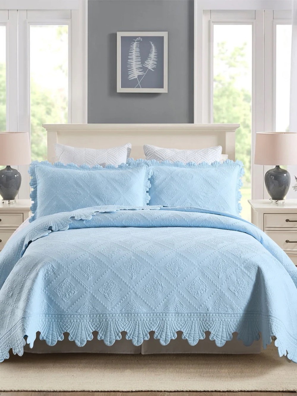 3 PIECE 100% COTTON OVERSIZED LIGHTWEIGHT QUILT BEDSPREAD SET